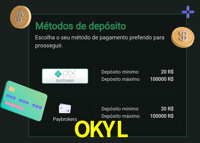 O cassino OKYL oferece uma grande variedade de métodos de pagamento